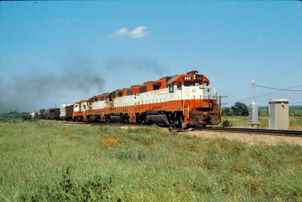 GP38-2 440 at Chelsea, Oklahoma in July 1979 (Trackside Slides)