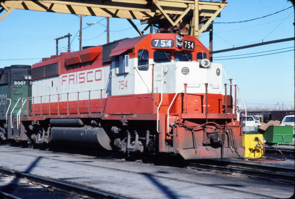GP40-2 754 at Tulsa, Oklahoma in December 1980 (Don Heiberger)