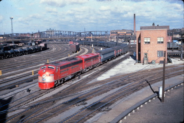 E8A 2020 (Big Red) on Train #4, The Will Rogers, at St. Louis, Missouri on April 7, 1956 (Al Chione)