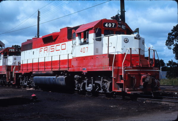 GP38-2 407 at Fort Worth, Texas in July 1976