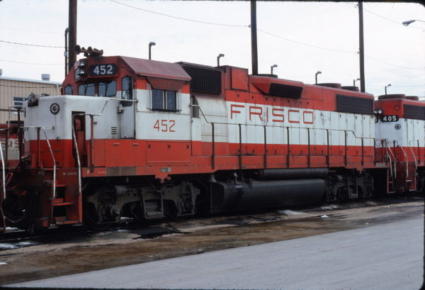GP38-2 452 at Tulsa, Oklahoma in January 1980