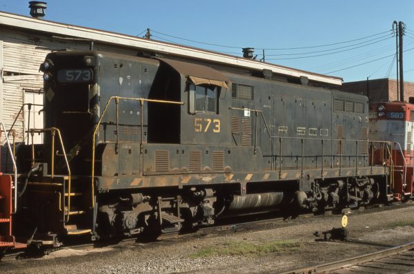 GP7 573 at Fort Smith, Arkansas on May 18, 1976 (Paul Strang)