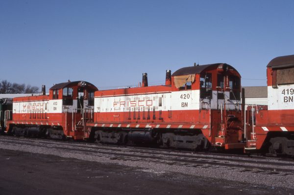 NW2s 413 and 420 at Denver, Colorado in February 1983
