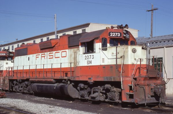GP38-2 2273 (Frisco 418) at Memphis, Tennessee in January 1981 (Lon Coone)