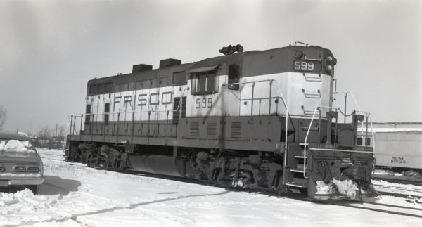 GP7 599 at North Clinton, Missouri on January 26, 1976