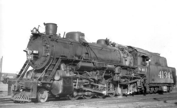 2-8-2 4134 at Monett, Missouri on February 10, 1949