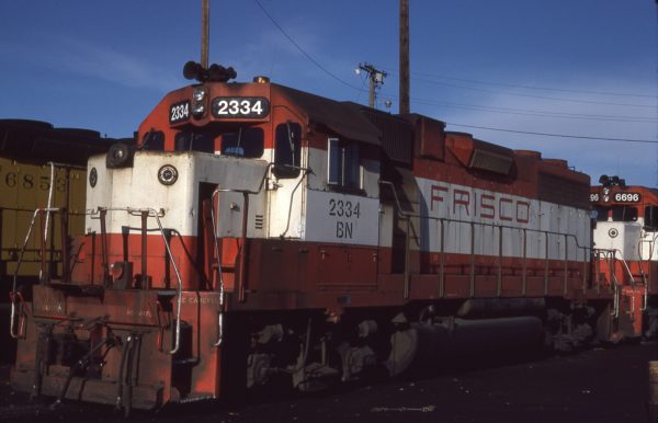 GP38-2 2334 (Frisco 663) at Council Bluffs, Iowa on February 24, 1981 (Jerry Bosanek)