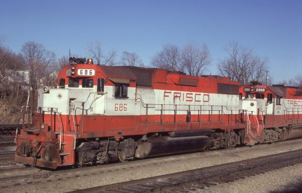 GP38-2 686 at Springfield, Missouri on January 17, 1981 (J.C. Benson)