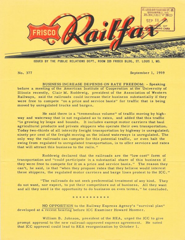 Railfax 377 - September 1, 1959