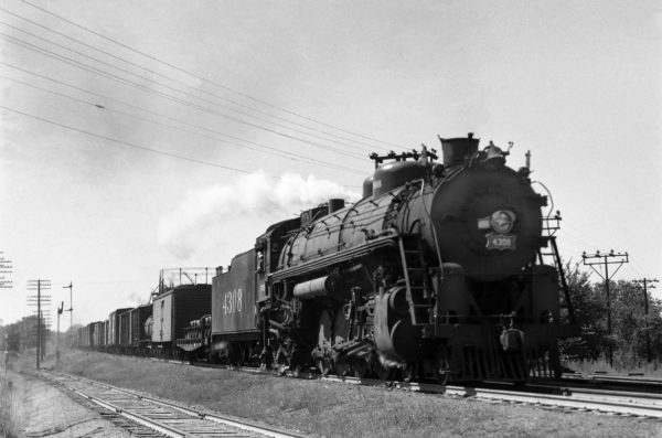 4-8-2 4308 Extra Eastbound at Southeastern Junction, St. Louis, Missouri in 1943 (William K. Barham)