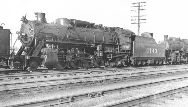 2-8-2 4143 at Monett, Missouri on February 10, 1949 (Arthur B. Johnson)