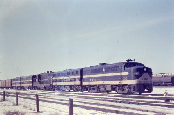 FA-1 5210, F3B 5105, GP7 575 and FA-1 5220 at Springfield, Missouri on February 10, 1961