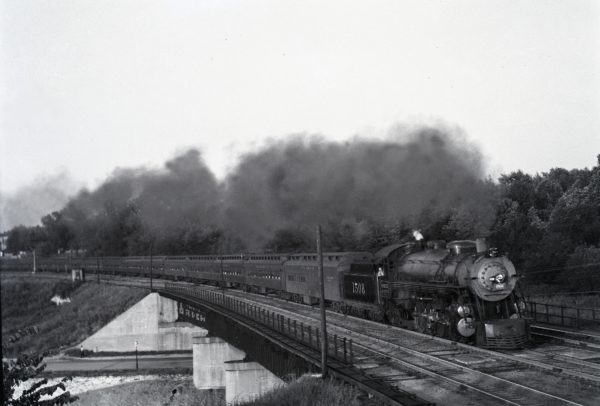 4-8-2 1508 Westbound with Train #1 at Southeastern Junction, St. Louis, Missouri in 1940 (William K. Barham)