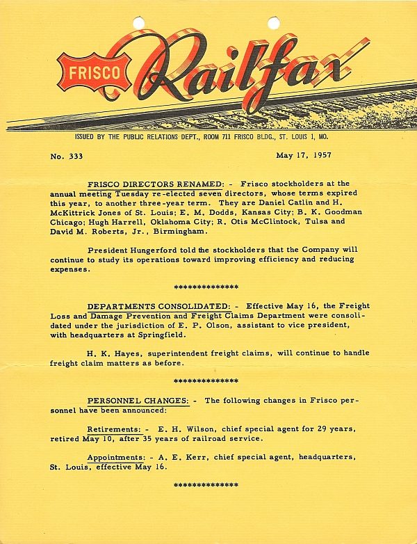 Railfax 333 - May 17, 1957