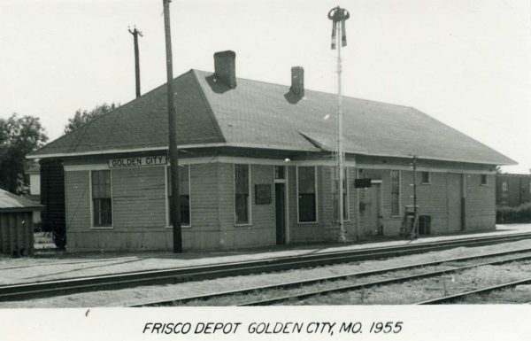 Golden City, Missouri Depot in 1955 (Postcard)