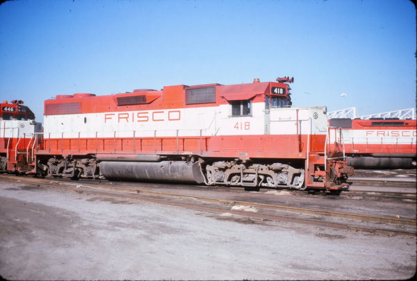 GP38-2 418 at Kansas City, Missouri in March 1975