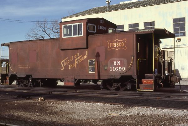 Caboose 11699 (Frisco 1725) at Oklahoma City, Oklahoma on December 8, 1983 (Bill Bryant)
