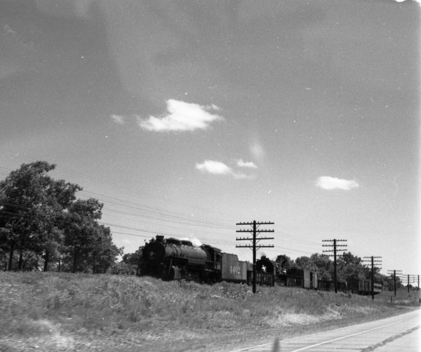 4-8-2 4402 with a work train at Cuba, Missouri on June 22, 1951 (Fancher-Louis A. Marre Collection)