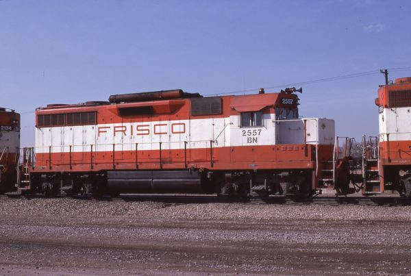 GP35 2557 (Frisco 707) at Lincoln, Nebraska in March 1981 (J.C. Butcher)