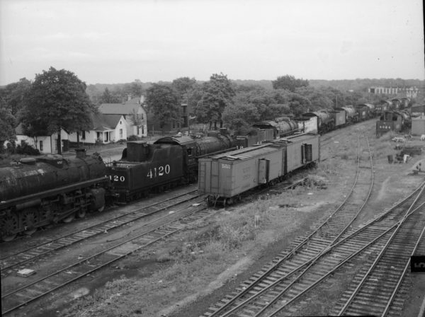2-8-2 4120 on the dead line in the South Yard, Springfield, Missouri on June 20, 1951 (Louis A. Marre)