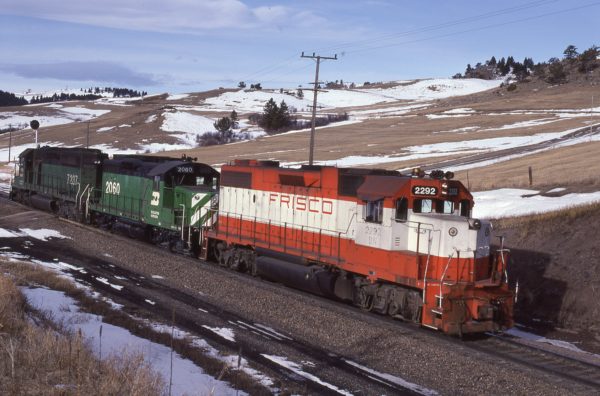 GP38-2 2292 (Frisco 437) at Muir, Montana on February 12, 1983 (D.L. Zeutschel)