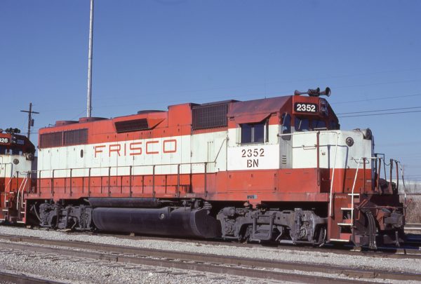 GP38-2 2352 (Frisco 682) at Memphis, Tennessee in January 1981 (Lon Coone)