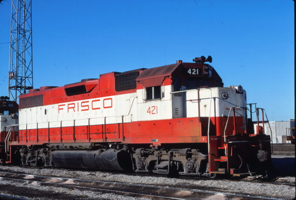 GP38-2 421 at Kansas City, Missouri on October 12, 1976 (James Primm)