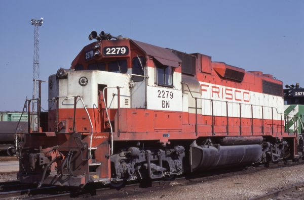 GP38-2 2279 (Frisco 424) at Memphis, Tennessee in March 1981 (Lon Coone)