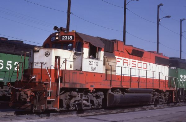 GP38-2 2318 (Frisco 463) at Tulsa, Oklahoma on August 27, 1982 (J.C. Benson)