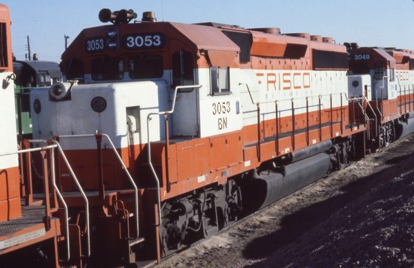 GP40-2 3053 (Frisco 763) at Lincoln, Nebraska in February 1981 (J.C. Butcher)