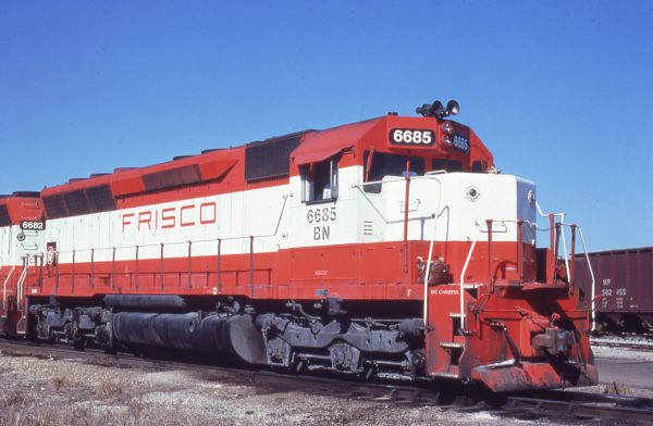 SD45 6685 (Frisco 937) at Memphis, Tennessee in February 1981 (Lon Coone)