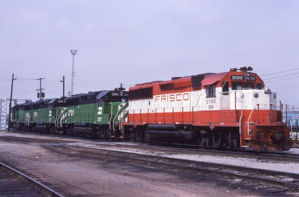 GP50 3100 (Frisco 3100) at Memphis, Tennessee on March 19, 1983