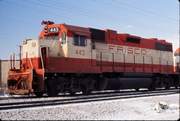 GP38-2 443 (location unknown) in February 1975