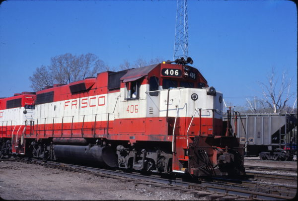 GP38-2 406 at Kansas City, Kansas on April 19, 1980 (John Benson)