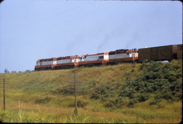 GP38-2s 676 and 668, U30B 845, and GP35 715 (location unknown) in August 1973