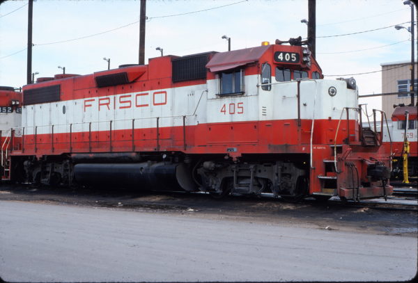 GP38-2 405 at Tulsa, Oklahoma on January 7, 1980
