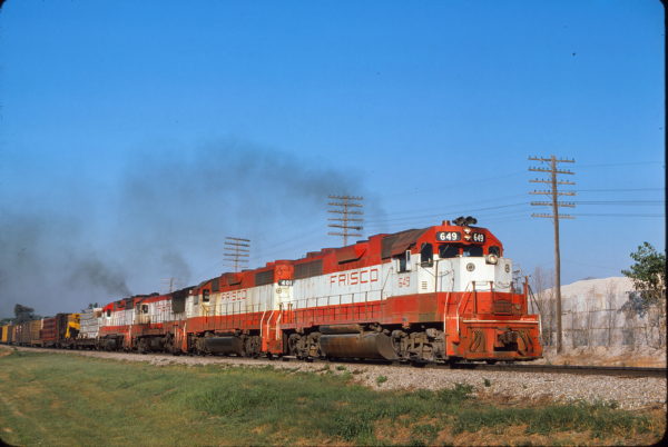 GP38AC 649 and GP38-2 401 at Lenexa, Kansas on August 10, 1976 (James Primm)