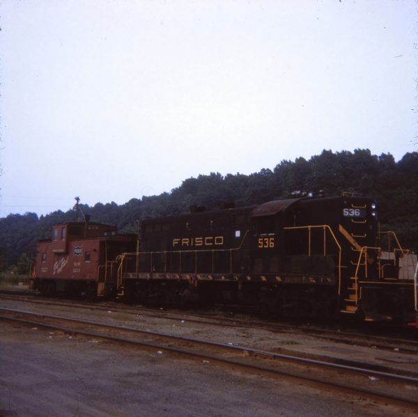 GP7 536 and Caboose 1213 at Chaffee, Missouri in 1969 (Ken McElreath)