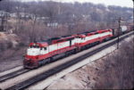 SD45s 940 and 942, and GP40-2 751 westbound at Thayer, Missouri in December 1979 (Ken McElreath)